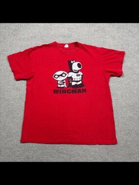 Vintage Y2K Delta Pro Family Guy Shirt Mens Size L Red Short Sleeve Stewie Brian